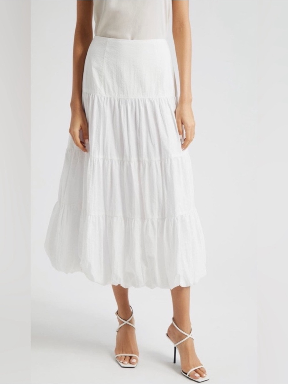 cinq a sept White Tiered Maxi Skirt